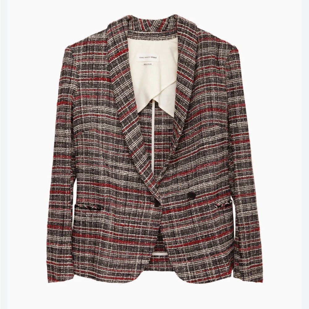 Isabel Marant Red and Black Plaid Blazer